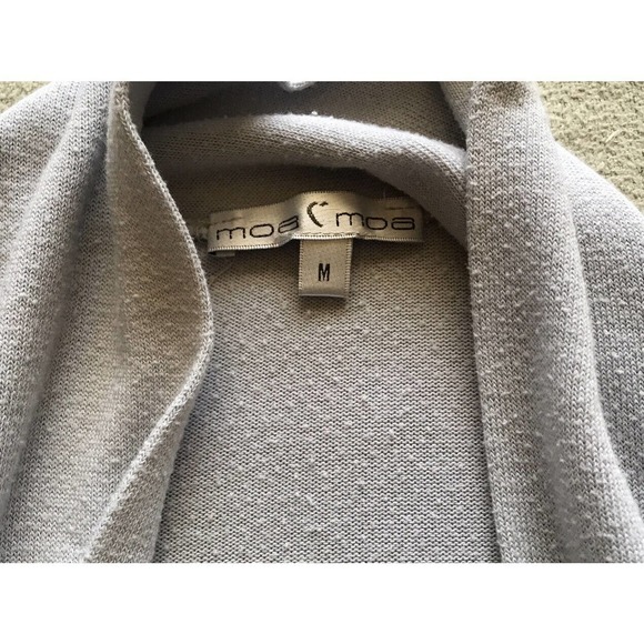 Moa C Moa Womens Lgt Gray Open Front Cardigan Sweater SzL Pre-Owned - Picture 4 of 10